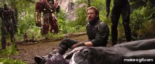 Avengers Infinity War (2018): Thanos rests after the Snap.